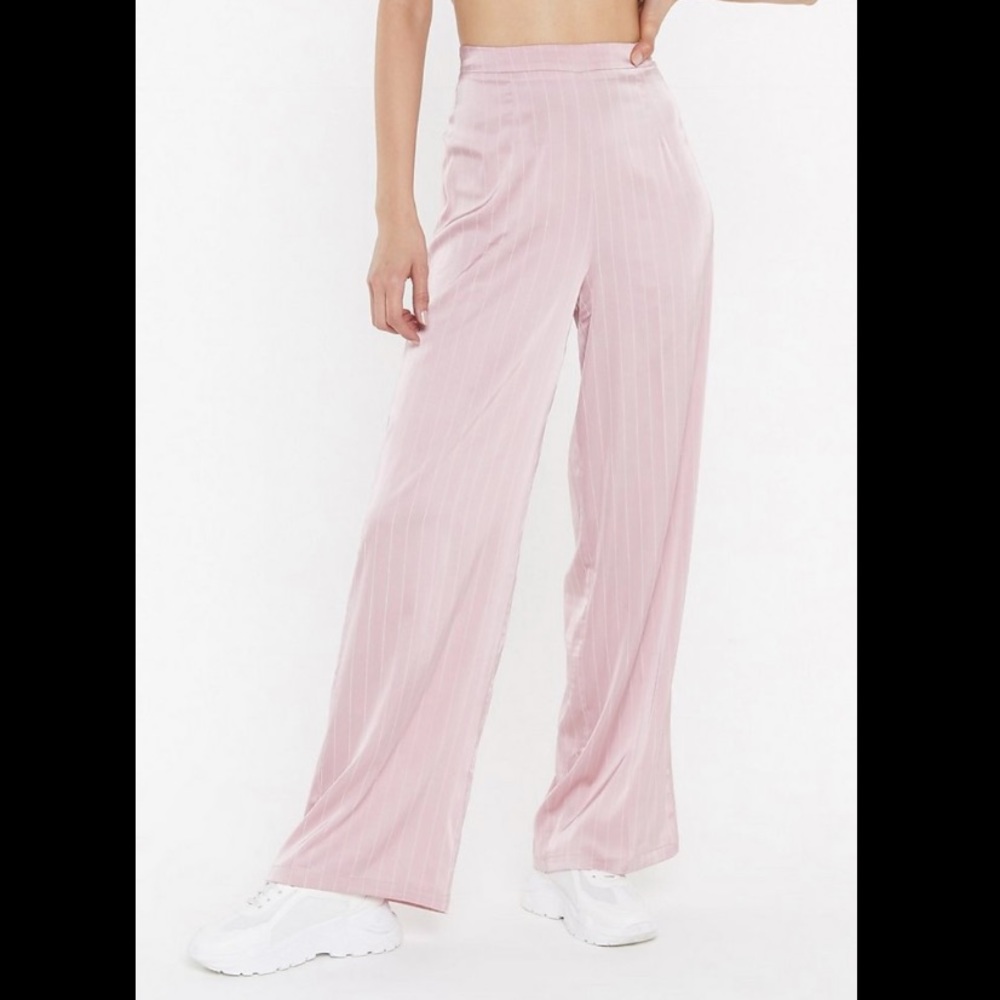 Satin pink & white pants